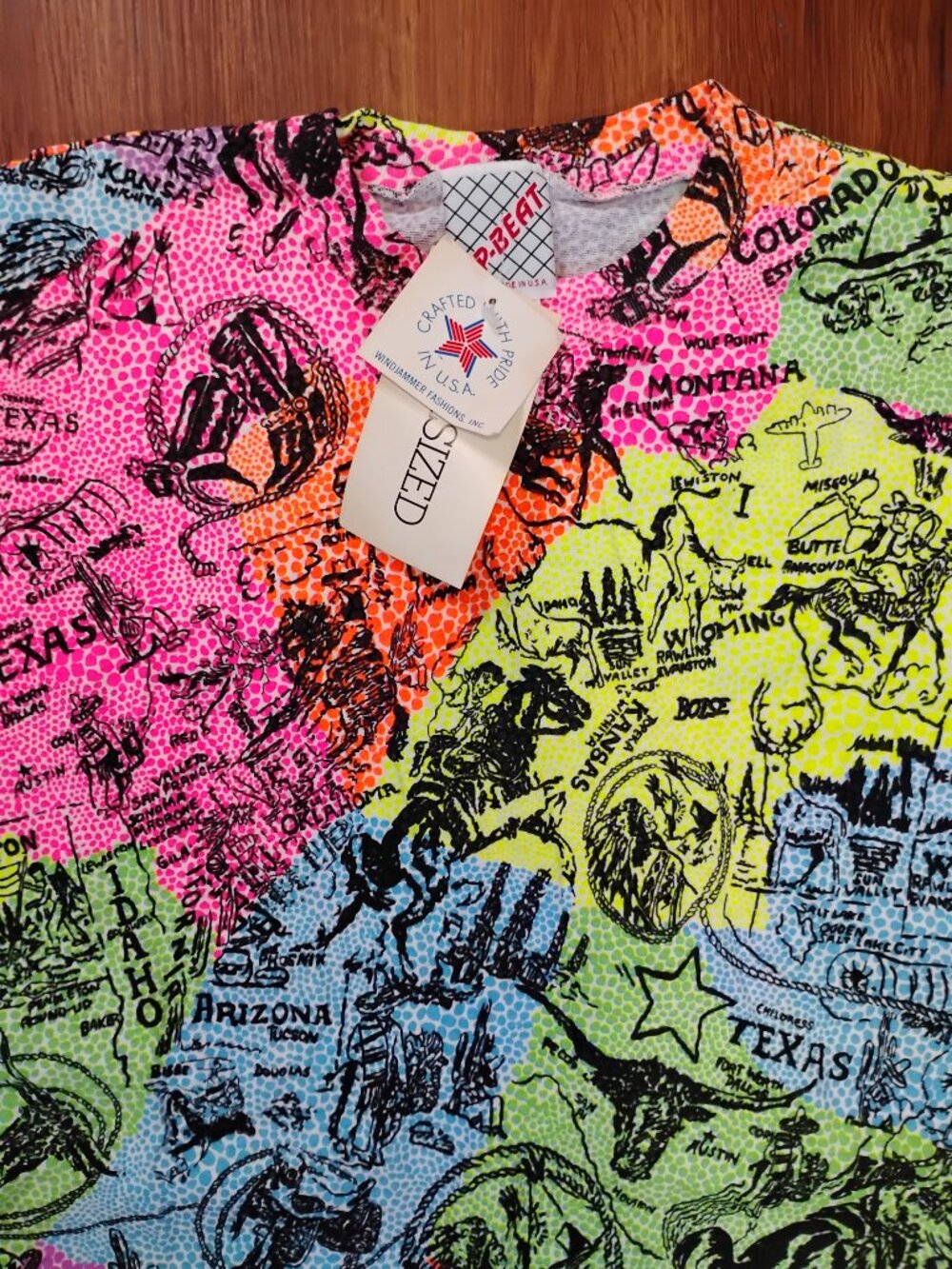 NWT Vintage Neon Americana Wild West Map AOP T-Shirt